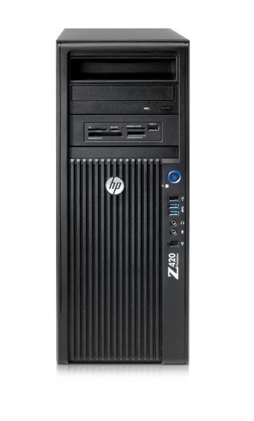HP Z420 Workstation Intel® Xeon® E5 Family E5-1620V2 8 GB DDR3-SDRAM 256 GB SSD Windows 7 Professional Mini Tower Black