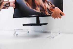 BakkerElkhuizen Q-riser 110 61 cm (24") Desk Transparent