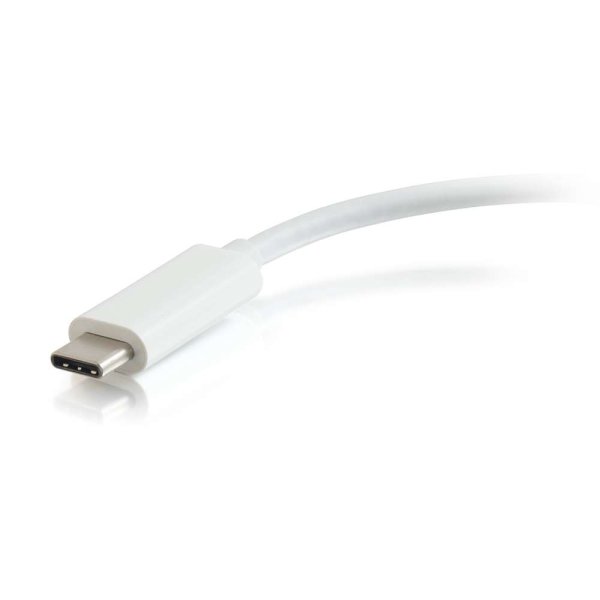C2G USB-C® to Ethernet Adapter with 3-Port USB Hub - White