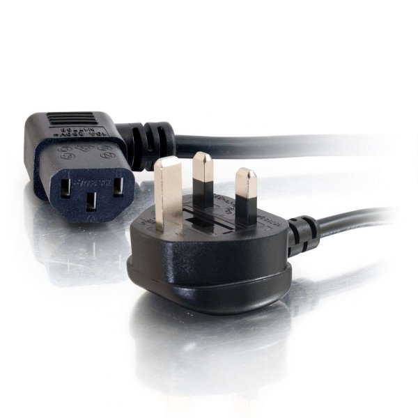 C2G 0.5 Metre 18 AWG UK 90° Power Cord (IEC320C13R to BS 1363)