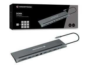 Conceptronic DONN17G laptop dock/port replicator Wired USB 3.2 Gen 1 (3.1 Gen 1) Type-C Grey