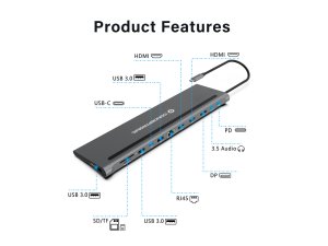 Conceptronic DONN17G laptop dock/port replicator Wired USB 3.2 Gen 1 (3.1 Gen 1) Type-C Grey