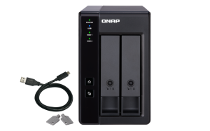 QNAP TR-002 16TB (Seagate Ironwolf) 2-bay 3.5″ SATA HDD USB 3.0 type-C hardware RAID external enclosure. USB-C to USB-A cable included. Expansion unit for QNAP NAS Windows Mac Linux computers.