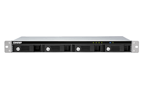 QNAP TR-004U 32TB (WD RED PLUS) 4-bay 1U 12" short-depth rackmount 3.5" SATA HDD USB 3.0 type-C hardware RAID external enclosure. 1M USB 3.0 type-C to type-A cable included. Expansion unit for QNAP NAS Windows Mac Linux computers.