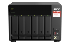 QNAP TS-673A-8G 60TB (WD RED PLUS) 6-bay NAS AMD Ryzen V1000 series V1500B 4C/8T 2.2GHz 8GB DDR4 RAM 6x SATA 6Gb/s bays 2x M.2 NVMe PCIe Gen3 SSD slots 2 x 2.5GbE LAN optional 10GbE 2x PCIe 3.0 x 4 slots USB 3.2 Gen2 Type-A & USB 3.2 Gen1 Type-C ports