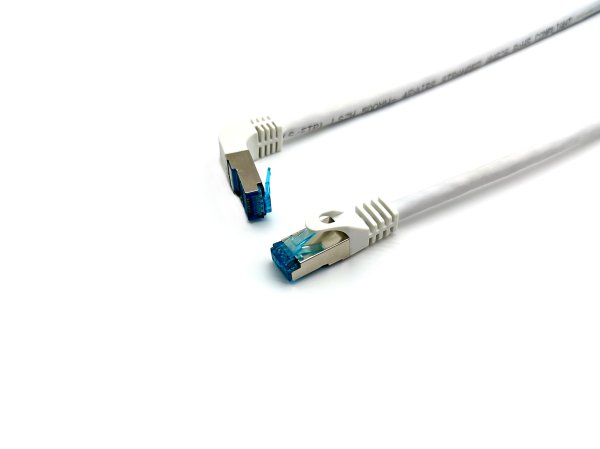 Equip Cat.6A S/FTP Patch Cable, Angled to Straight plug, 1.0m, White