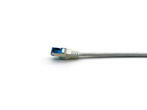Equip Cat.6A S/FTP Patch Cable, Angled to Straight plug, 1.0m, White
