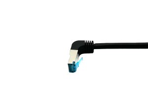 Equip Cat.6A S/FTP Patch Cable, Angled to Straight plug, 2.0m, Black