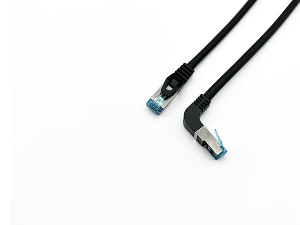 Equip Cat.6A S/FTP Patch Cable, Angled to Straight plug, 5.0m, Black