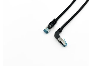 Equip Cat.6A S/FTP Patch Cable, Angled to Straight plug, 0.5m, Black