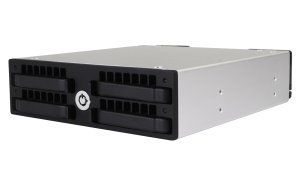 CRU DataPort 6312-7601-0500 SHIPS QX448 Receiving Frame Only; Installs in a standard 5.25in bay in a PC; 4x OCuLink host connections; accepts up to 4 SHIPS storage modules (sold separately); Frame only; host attachment accessories not included