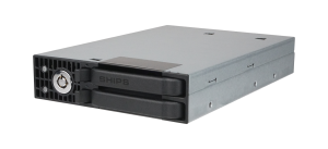 CRU DataPort 6332-7600-9500 SHIPS QX328 Receiving Frame Only; Installs in a 3.5in bay (or 5.25in w/bracket); 2x SFF-8654 host ports; accepts up to 2 SHIPS storage modules (sold separately); Frame only; host attachment accessories not included