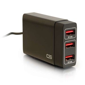 C2G 4-Port USB Car Charger with Extension for Passengers, 5.8A Output