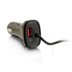 C2G 4-Port USB Car Charger with Extension for Passengers, 5.8A Output
