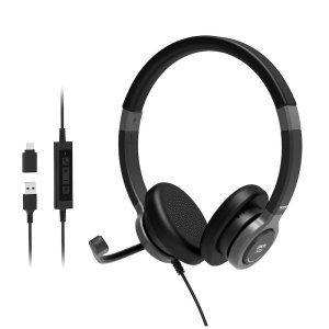 Port Designs 912001 headphones/headset Wired Head-band Office/Call center USB Type-C / USB Type-A Black