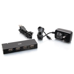 C2G 4-Port USB-A Hub with 5V 2A Power Supply