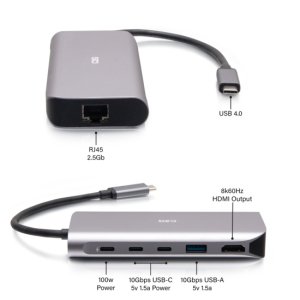 C2G C2G54551 laptop dock/port replicator Wired USB4 Grey