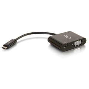C2G USB-C® to VGA Video Multiport Adapter with Power Delivery up to 60W - Black