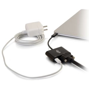 C2G USB-C® to VGA Video Multiport Adapter with Power Delivery up to 60W - Black