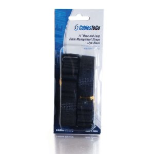 C2G 11in Hook-and-Loop Cable Management Wrap Multipack (12-Pack) - Black