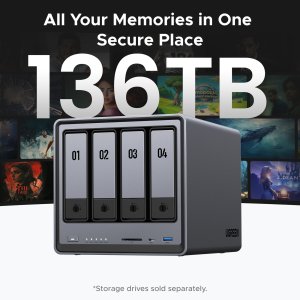 Ugreen NETWORK ATTACHED DXP4800 DISKLESS UK NAS Desktop Intel® N N100 8 GB DDR5 0 TB HDD+SSD UGOS PRO
