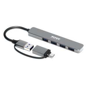 Port Designs 900161 interface hub USB 2.0 Type-A 5000 Mbit/s Silver