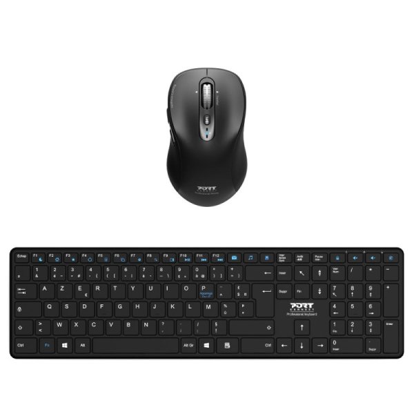 Port Designs 900907RFR keyboard Mouse included Home Bluetooth AZERTY French Black
