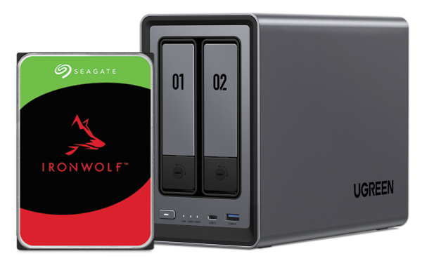 UGREEN NASync DXP2800 8TB (Seagate Ironwolf) 2-Bay NAS with Intel N100 Quad-Core CPU (Up to 3.4GHz) 8GB DDR5 2x M.2 PCIe Slots 2.5GbE Port (Diskless)