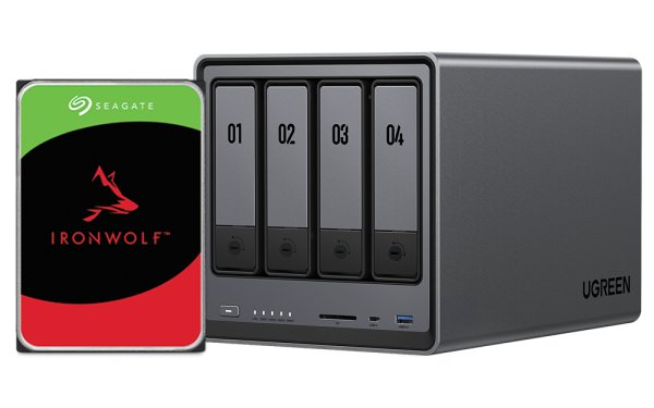 UGREEN NASync DXP4800 48TB (Seagate Ironwolf) 4-Bay NAS with Intel N100 Quad-Core CPU (Up to 3.4GHz) 8GB DDR5 2x M.2 PCIe Slots 2.5GbE Port SD Card Reader (Diskless)