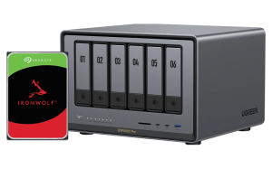 UGREEN NASync DXP6800 Pro 12TB (Seagate Ironwolf) 6-Bay Thunderbolt NAS with Inte l 10-Core i5 CPU (Up to 4.40 GHz) 8GB DDR5 4x M.2 PCIe Slots 1x 2.5GbE 1x 10GbE 2 TBT4 SD Slot (Diskless)