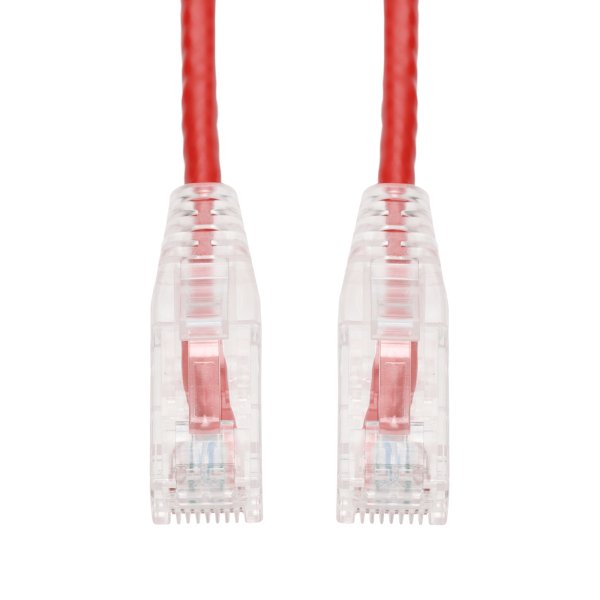 AddOn Networks 27ft Red CAT 6 Slim PVC Ethernet Cable Snagless Clear-Claw RJ-45 M/M