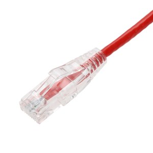 AddOn Networks 27ft Red CAT 6 Slim PVC Ethernet Cable Snagless Clear-Claw RJ-45 M/M