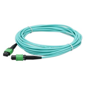 AddOn Networks 5m Angled MPO (Female) to Angled MPO (Female) 12-strand Aqua Polarity-B OM4 LSZH Patch Cable