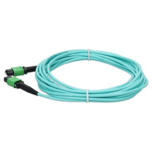 AddOn Networks 5m Angled MPO (Female) to Angled MPO (Female) 12-strand Aqua Polarity-B OM4 LSZH Patch Cable