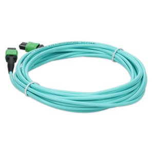 AddOn Networks 5m Angled MPO (Female) to Angled MPO (Female) 12-strand Aqua Polarity-B OM4 LSZH Patch Cable