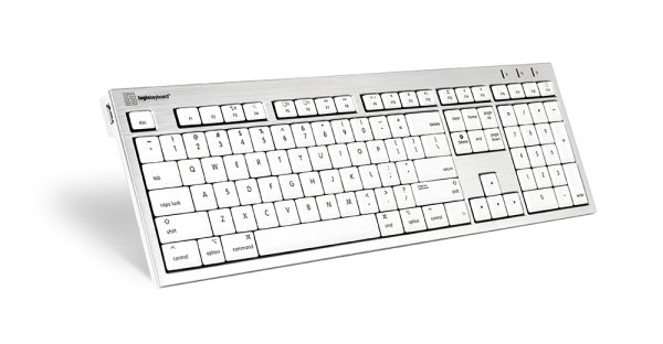 Logickeyboard SKB-CWMU-UK keyboard Office USB QWERTY UK English Silver, White