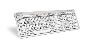 Logickeyboard LKB-LPRNTBW-CWMU-UK keyboard Office USB QWERTY UK English Black, Silver, White
