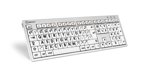 Logickeyboard LKB-LPRNTBW-CWMU-UK keyboard Office USB QWERTY UK English Black, Silver, White