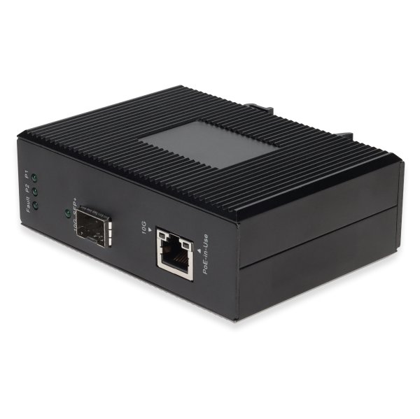 AddOn Networks 100/1000/10000Base-TX(RJ-45) to Open SFP+ Port POE 90W Industrial Media Converter