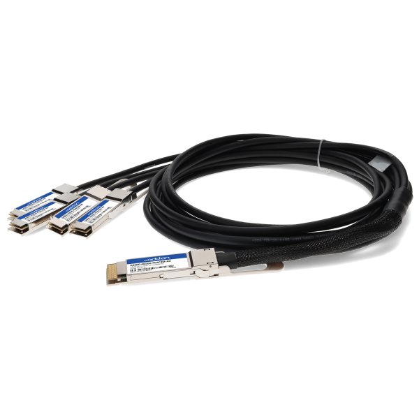 AddOn Networks MSA and TAA Compliant 400GBase-CU QSFP-DD 400G to 4xQSFP56 100G PAM-4 Direct Attach Cable (Passive Twinax, 3m)