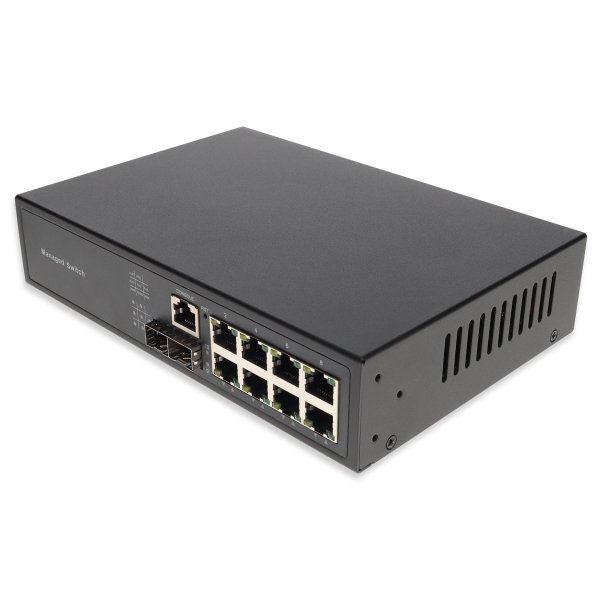 AddOn Networks 8-Port Managed Gigabit PoE+ Switch with 2 1G SFP Uplinks ,support 8Port PoE IEEE802.3af/at (total in 120W)