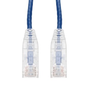 AddOn Networks 100ft Blue CAT 6A Slim PVC Ethernet Cable Snagless Clear-Claw RJ-45 M/M