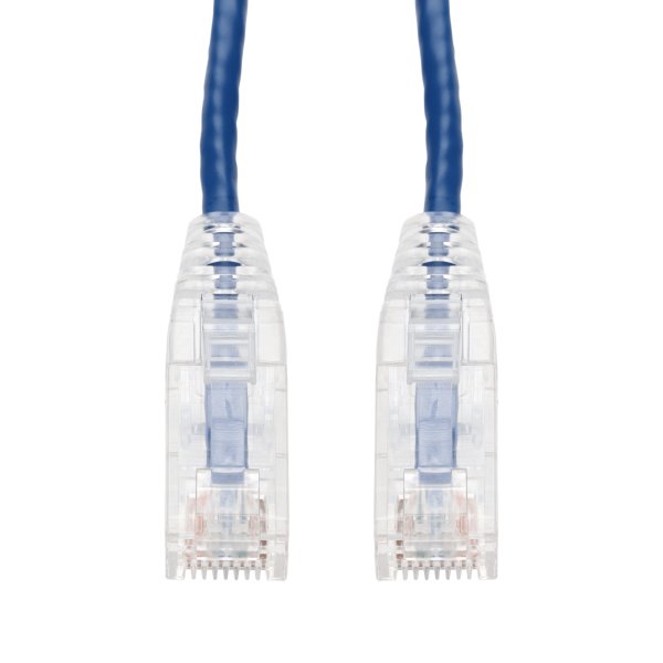 AddOn Networks 100ft Blue CAT 6A Slim PVC Ethernet Cable Snagless Clear-Claw RJ-45 M/M