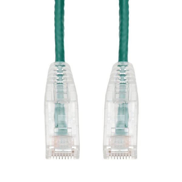AddOn Networks 50ft Green CAT 6A Slim PVC Ethernet Cable Snagless Clear-Claw RJ-45 M/M