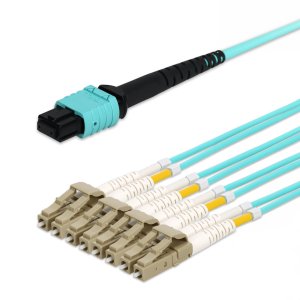 AddOn Networks 85m MPO/UPC to 4xLC/UPC Duplex Aqua colour OM4 LSZH 8-Strand Fiber Patch Cable
