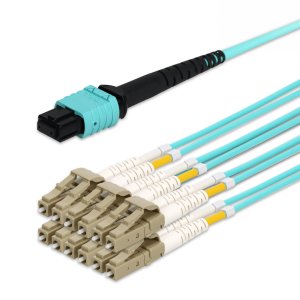 AddOn Networks 90m MPO/UPC to 6xLC/UPC Duplex Aqua colour OM4 LSZH 12-Strand Fiber Patch Cable