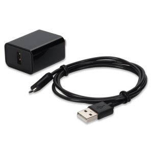 AddOn Networks Wall Plug to USB A 2.0 5V 1.8A with 1m Micro-USB B 2.0 Male to USB A 2.0 Male Black Cable