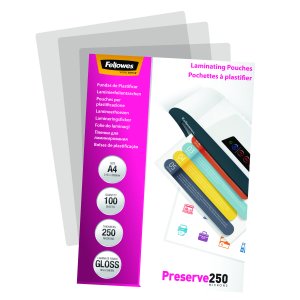 Fellowes A4 Glossy 250 Micron Laminating Pouch - 100 pack