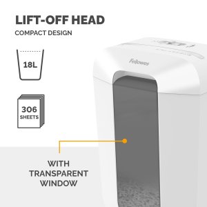 Fellowes LX Series Paper Shredder LX70 11 Sheet Cross Cut Shredder with 18 Litre Bin High Security P4 White