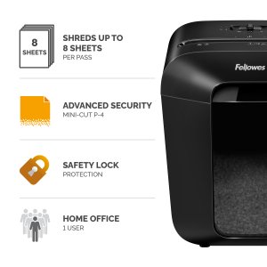 Fellowes LX Series Paper Shredder LX41 8 Sheet Mini Cut Shredder with 17 Litre Bin Advanced Security P4